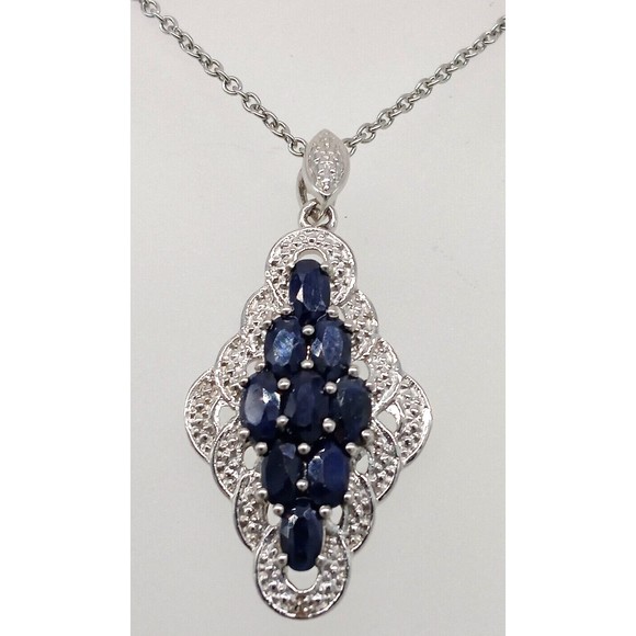 Chuck Clemency Karis STS Blue Stone Pendant Chain Necklace Silver Tone India NWT - Picture 1 of 15